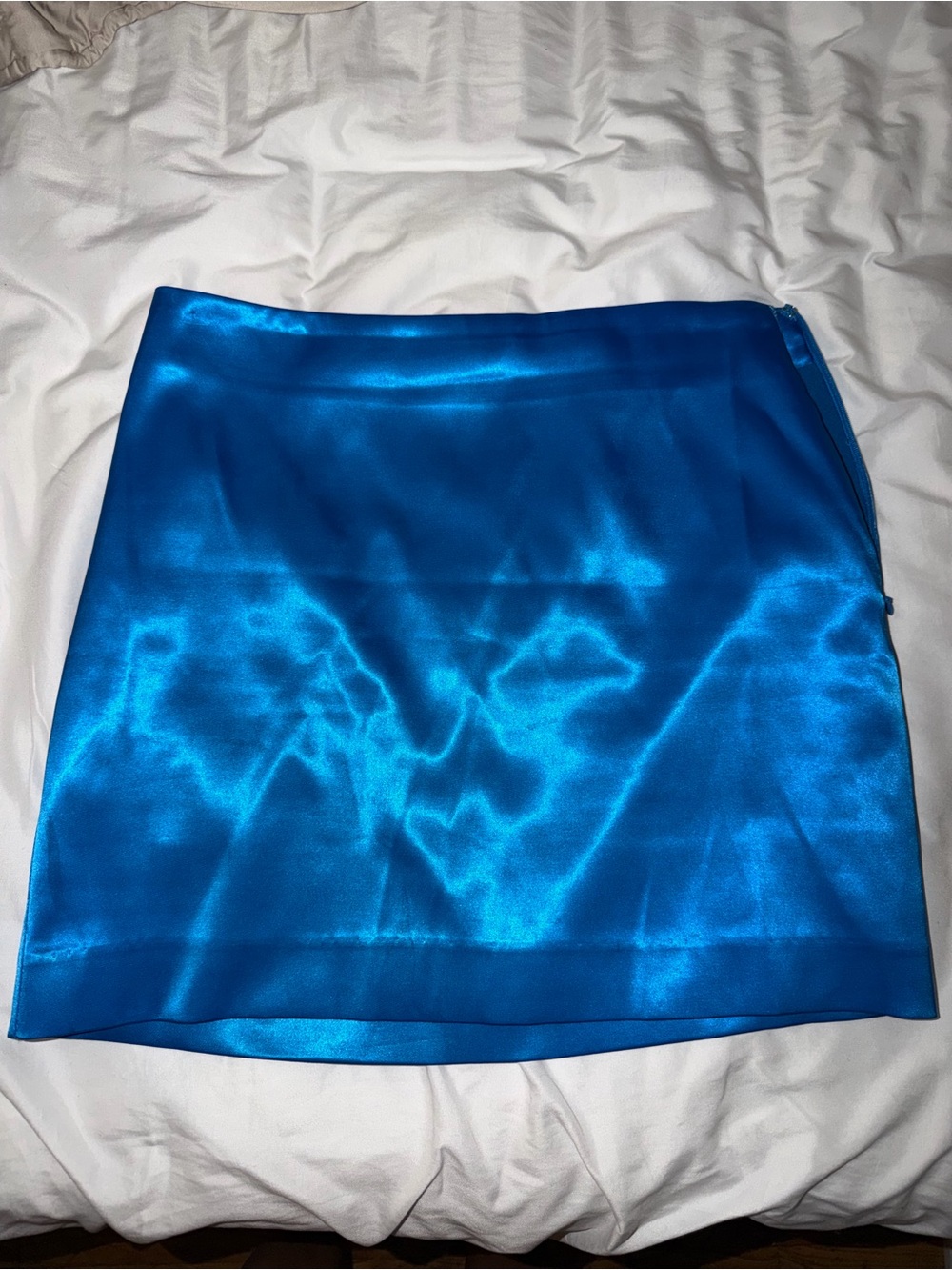 Vici Shiny Electric Blue Satin Mini Skirt